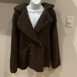 Cozy Brown Double-Breasted Women's Jacket